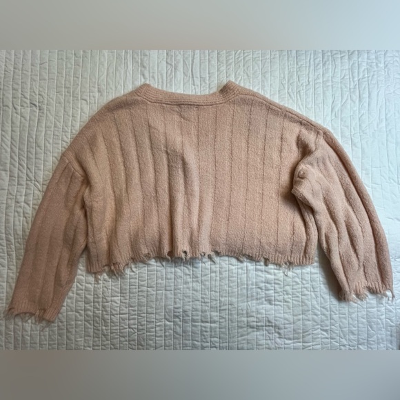 Double Zero pink Distressed cropped cardigan - Picture 5 of 5